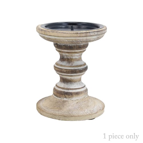 Wooden candle holder white - wooden,