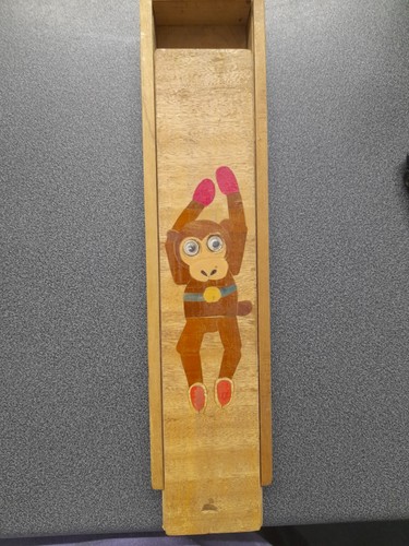 Vintage 1960 wood pencil box - wood,