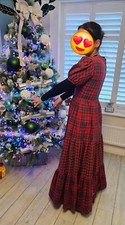 Very RARE Gina Fratini Tartan/gingham Praire Dress Vintage 1970's 