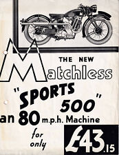 THE NEW MATCHLESS "SPORTS 500" MOTOR CYCLE & SIDECAR BROCHURE. 