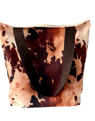 Cow print canvas tote - canvas,