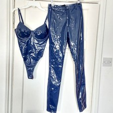 adidas Ivy Park Beyoncé Women's Navy Blue Latex Bodysuit &Pant  Size XS /  UK 6