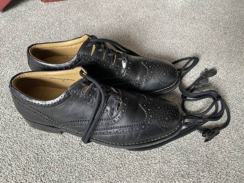 Black leather ghillie brogues - ghillie,