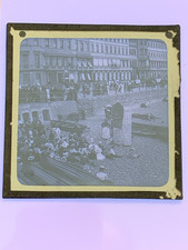 Hastings Beach, Punch and Judy, old glass/ lantern slide/ photograph