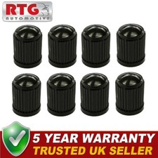 Set of 8 Tyre Valve Dust Caps Cover Black Plastic  All Models (Quality Caps) RTG