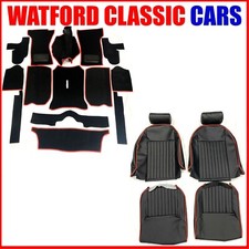 Triumph Spitfire Seats Covers Reclining , Headrest & Carpet set Blk/Red 1972 on