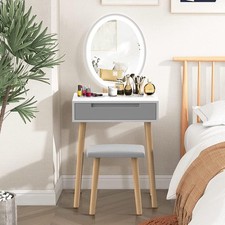 Makeup Vanity Table Set Dressing Table Vanity Cabinet with Stool Dresser with LE