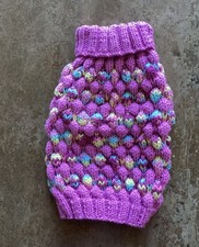 HAND KNITTED NEW PUPPY/DOG JUMPER SIZE MEDIUM THICK AND WARM 14-16" LONG