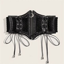 Womens Punk Gothic Waist Cincher Belt Corset - Adjustable Metallic-like Fastener