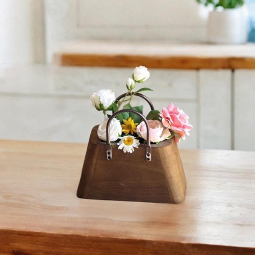 Wooden purse vase - wooden,