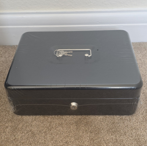 Black metal cash box - black,