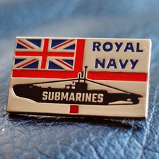 Royal Navy Submarines silvered enamel pin lapel badge - RN