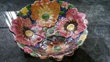 KENSINGTON WARE FLOWER PATTERN LUSTRE BOWL MADE IN BURSLEM 23.5cm X 6cm 