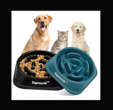 2 Pack Dog Bowl, Slow Feeder Pet Bowl Anti Slip Anti Gulp Feed Feeding Dish UK
