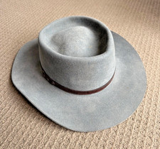 Akubra Cattleman Hat Size 59 Made in Australia Grey Pure Fur Felt