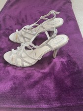 Ladies Strappy Sandals Sparkly Champagne /Cream/Gold Size 7 Wide Fit