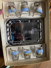 Vintage Shotglass Set With London Landmarks with tray in original box, great set