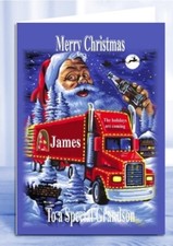 Personalised Christmas Card Lorry Son Grandson Brother Nephew Daughter Sister