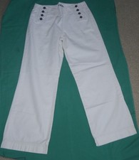 Boden White Sailor Trousers.  Blue Buttons Size 14. 100% Cotton. Very Good Cond.