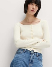 M&S Womens Ivory Viscose Rib