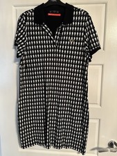FRED PERRY Mint Designs Doll Print Polo Shirt Dress - Black Size 14 NEW