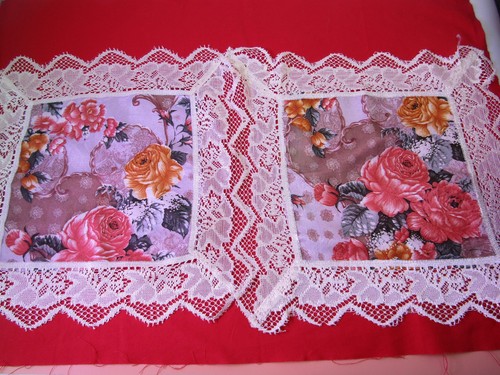 Lace doily rose squares - lace,