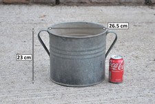Vintage old metal galvanized pot - planter - FREE POSTAGE