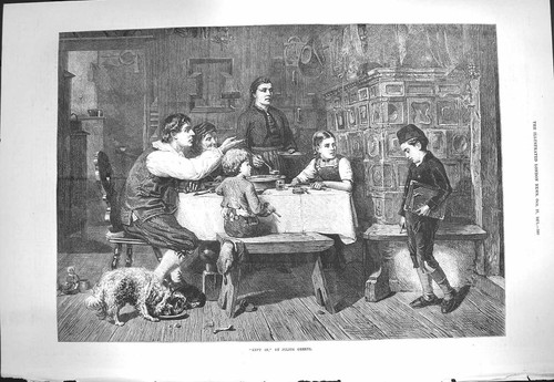 Old antique print 1871 - old,