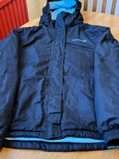 Womens Campri Ski Jacket UK 14 Black Blue Hooded Waterproof Windproof