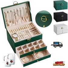 Large 3 Layer Jewellery Organizer Storage Necklace Storage Box Drawer Cabinet