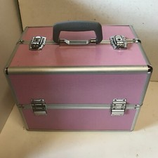 Aluminium PINK Make up Carry Case Extendable Vanity Hairdressing Tool Box - 36cm