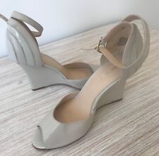 Nine West Ladies Peep Toe Wedge Sandals - Cream / Beige. Size 5 (6 1/2 W)