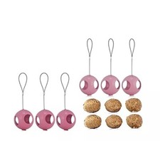 Grumpy Gardener 6x Garden Bauble Feeders With Fat Balls (pink/pearl)