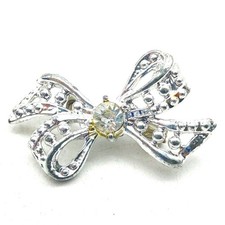 Small Bow Pin Silver Tone