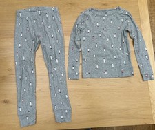 Gap Grey Christmas Penguin Print Pyjama Set, 8 years
