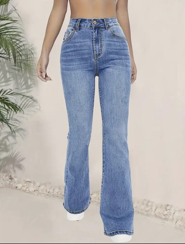 Women jeans flared - flared, high