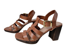 NEW WOMENS M&S INSOLIA UK 6.5 TAN BROWN HIGH HEEL GLADIATOR SANDALS RRP £29.50