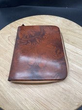 Vintage Marbled Brown Zipped Leather Writing Case