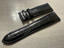 BLACK Leather STRAP 24 mm leather lining for Breitling folding clasp