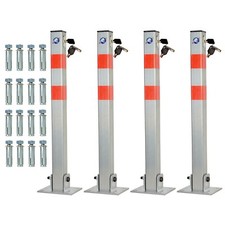 SET OF 1 2 3 4 LOCKABLE FOLDING CAR PARK BARRIER DRIVEWAY SECURITY BOLLARD POST