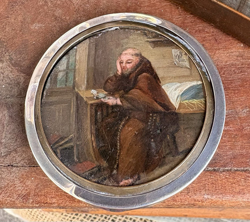 Antique miniature oil - , in