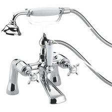 Bristan Shower Mixer Tap Dual Control Manual Brass Chrome Deck Mounted 345mm