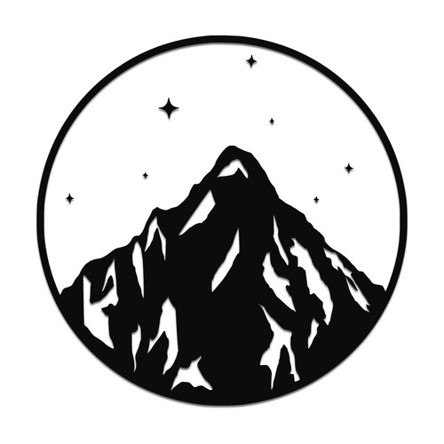 Mountain peak with - with, stars