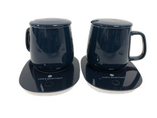 Cook's Essentials Mug Warmers Set with Ceramic Mugs and Lids - x2 In Box