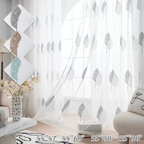 Pair embroidered voile - pair, sheer