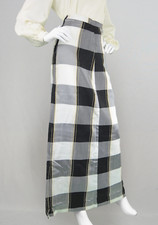 Vintage 60s Black & White Plaid Check Gold Lamé Long Maxi Evening Glam Skirt