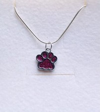 Stunning Hot Pink Paw Enamel Pendant And 925 Silver Chain & Twinkle