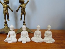 4 Buddha Figurines White