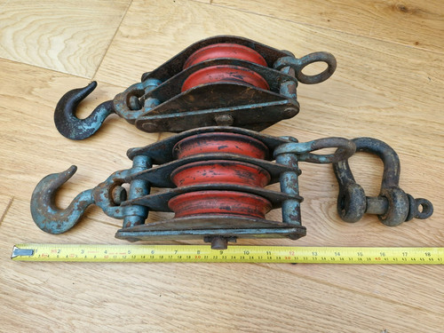 Vintage pair metal - vintage, pulley