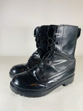 Womens Black Leather Combat